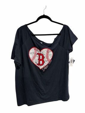 Torrid MLB Boston Red Socks Navy Blue Off-Shoulder T-Shirt Tee
